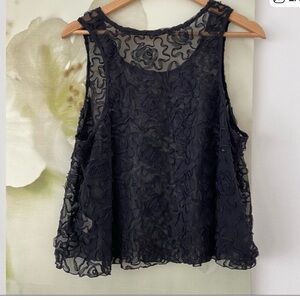 FREE PEOPLE • Sheer Tank Top Roses Size M